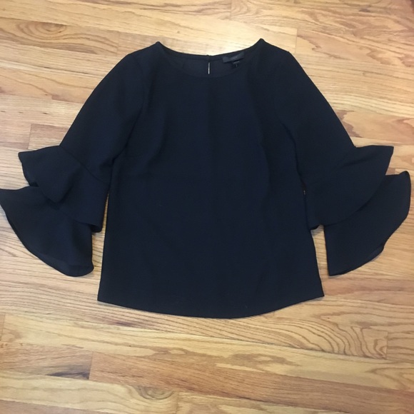 J.Crew Black Tiered Bell-Sleeve Top NWT - Picture 2 of 4